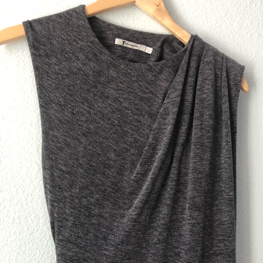 T by Alexander Wang heather blue wrap fitted dress - Picture 3 of 5